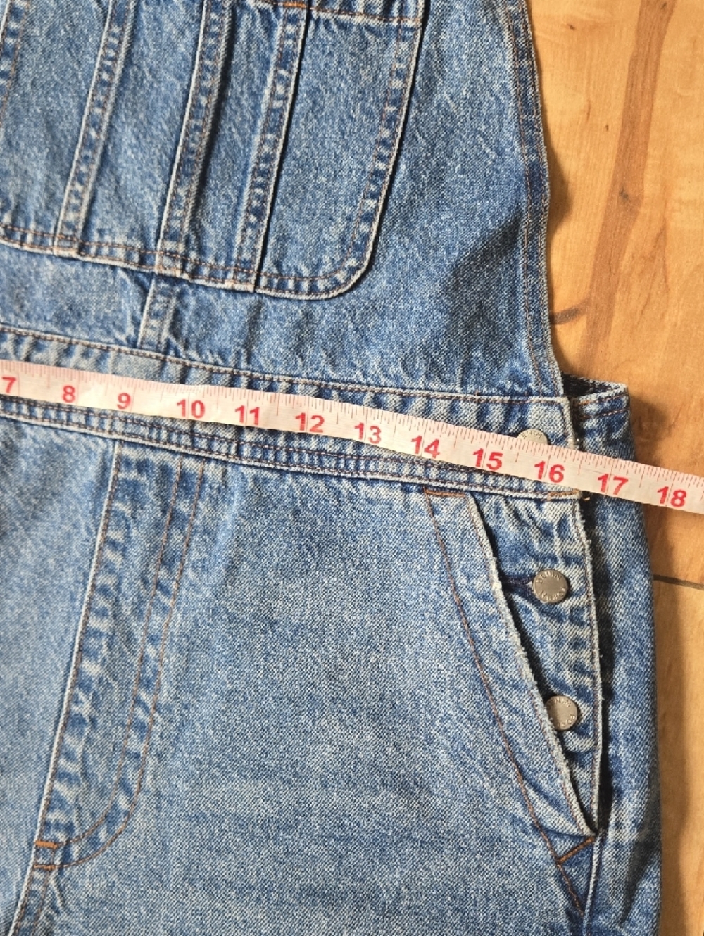 Denim Forum Light Blue Frayed Hem Short Overalls - Picture 7 of 7